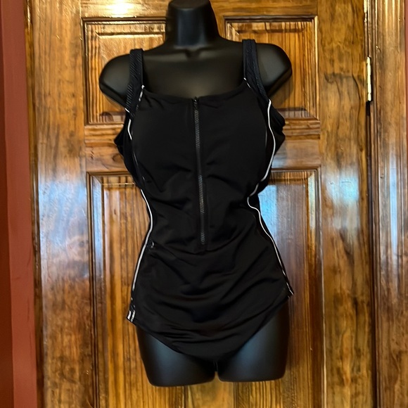 Aquabelle Other - Sexy Black & White Zip Up Swimsuit